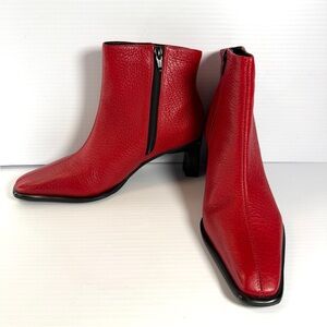 Art Effects Red Leather Ankle Boots.  NWT